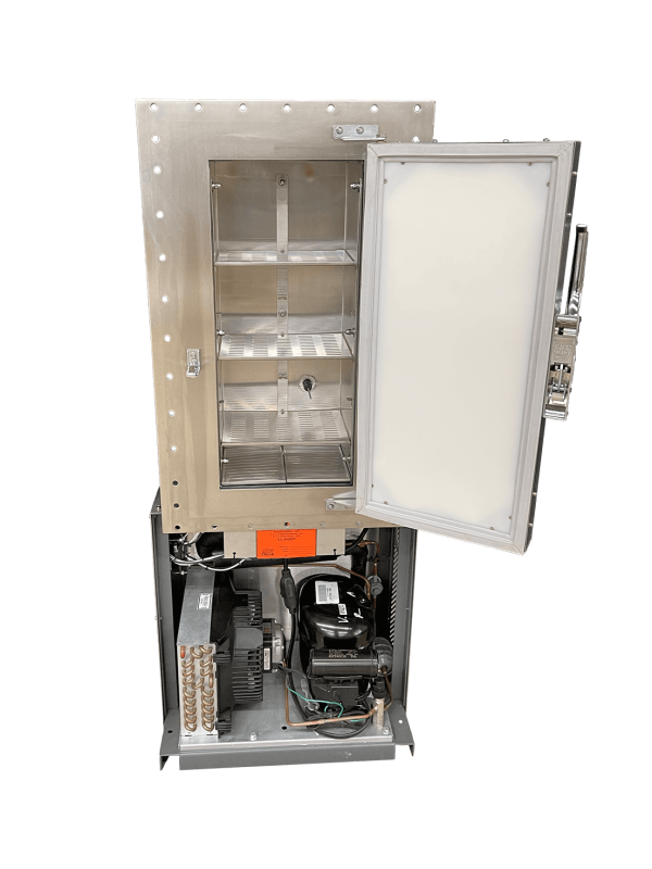 cs-40 door open freezer CS-40+ with door open off glove box system
